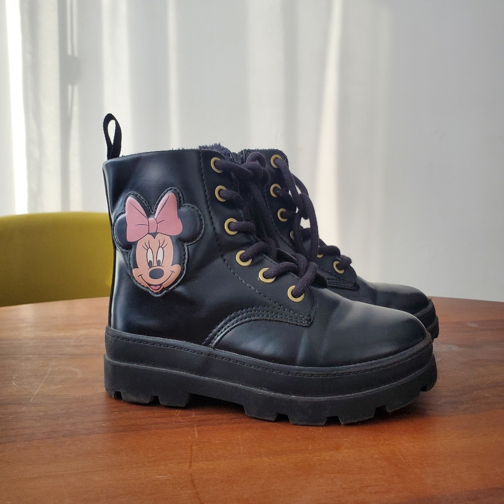 Disney Black Minnie Mouse Lace-Up Kids Boots